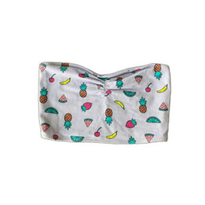 Nollie Fruit Print Bandeau Tube Top XS Light Purple Juniors Y2K Summer